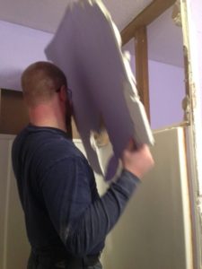 removing the sheetrock around the shower. 